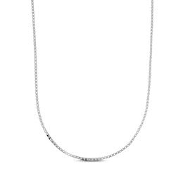 Box Chain Necklace 1.5mm Hollow 14K White Gold 22"