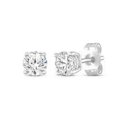 Round-Cut Diamond Solitaire Stud Earrings 1/2 ct tw 10K White Gold (I/I3)