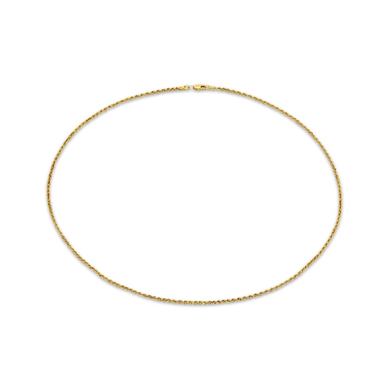 Glitter Rope Chain Necklace 1.6mm Solid 14K Yellow Gold 24"
