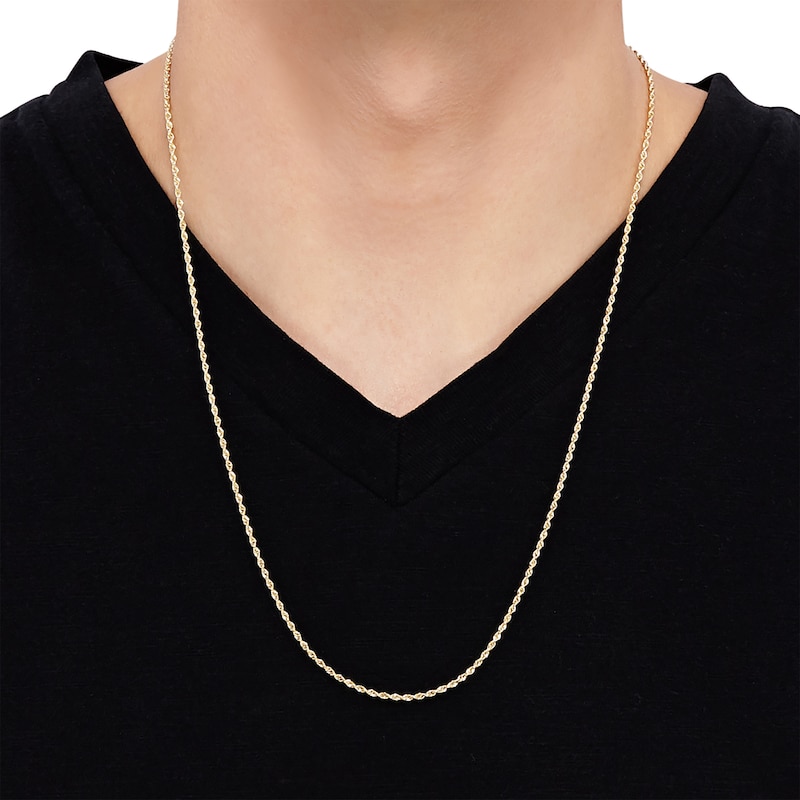 Main Image 3 of Glitter Rope Chain Necklace 1.6mm Solid 14K Yellow Gold 24&quot;