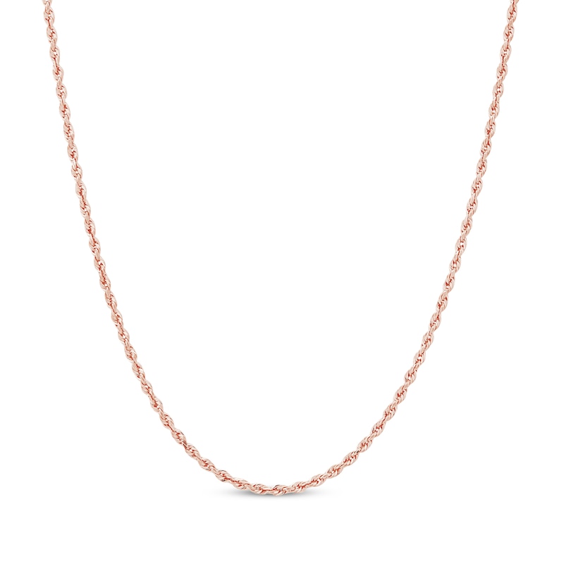 Main Image 1 of Glitter Rope Chain Necklace 1.6mm Solid 14K Rose Gold 16&quot;
