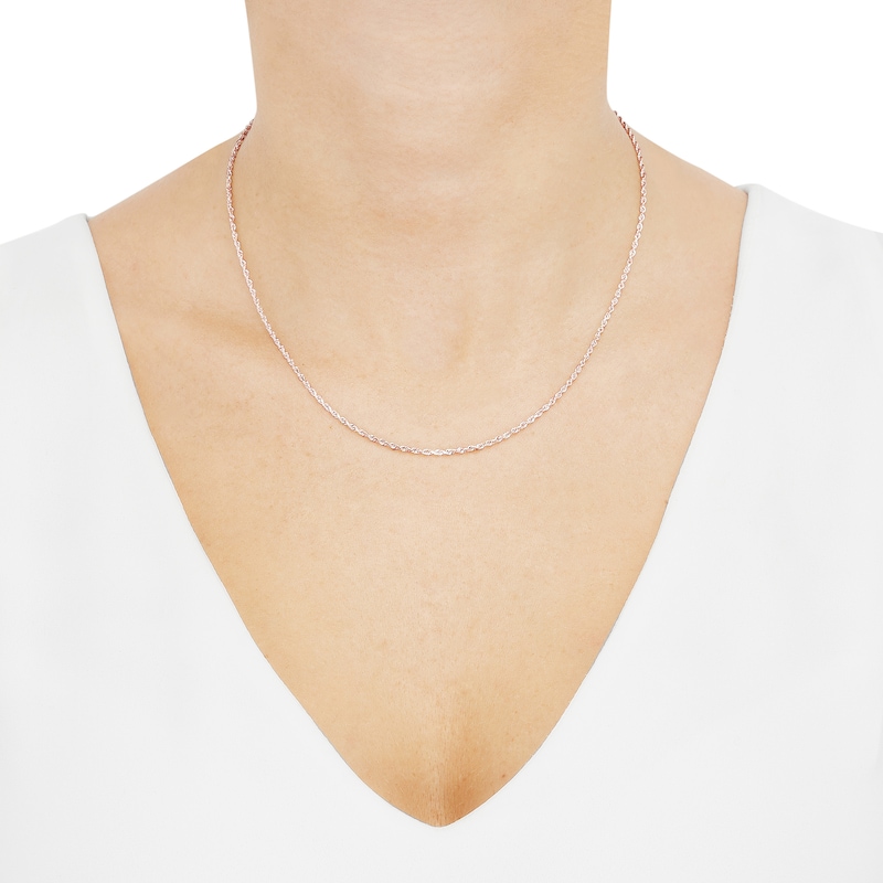 Main Image 3 of Glitter Rope Chain Necklace 1.6mm Solid 14K Rose Gold 16&quot;