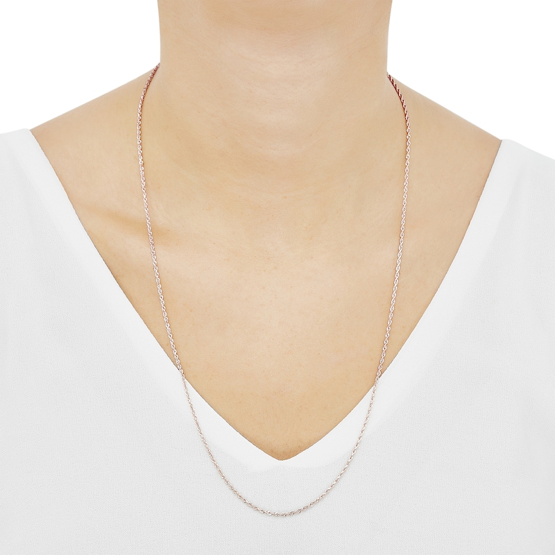 Main Image 3 of Glitter Rope Chain Necklace 1.6mm Solid 14K Rose Gold 24&quot;