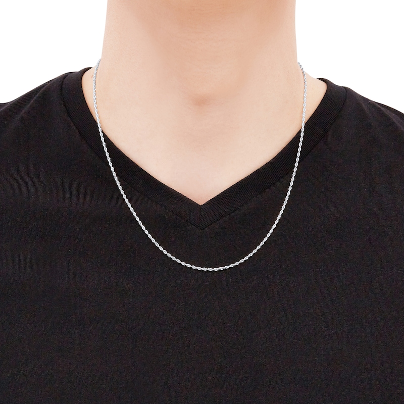 Main Image 4 of Glitter Rope Chain Necklace 1.6mm Solid 14K White Gold 20&quot;