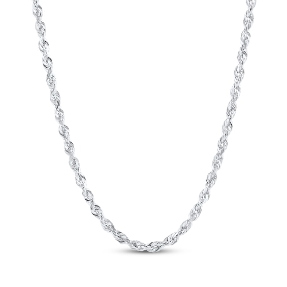Solid Glitter Rope Chain Necklace 1.6mm 14K White Gold 22"
