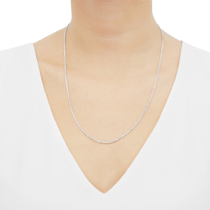 Main Image 3 of Glitter Rope Chain Necklace 1.6mm Solid 14K White Gold 22&quot;