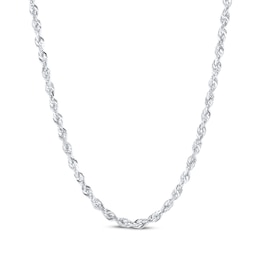 Glitter Rope Chain Necklace 1.6mm Solid 14K White Gold 24"