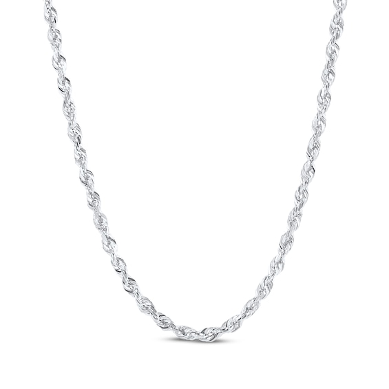 Glitter Rope Chain Necklace 1.6mm Solid 14K White Gold 24"