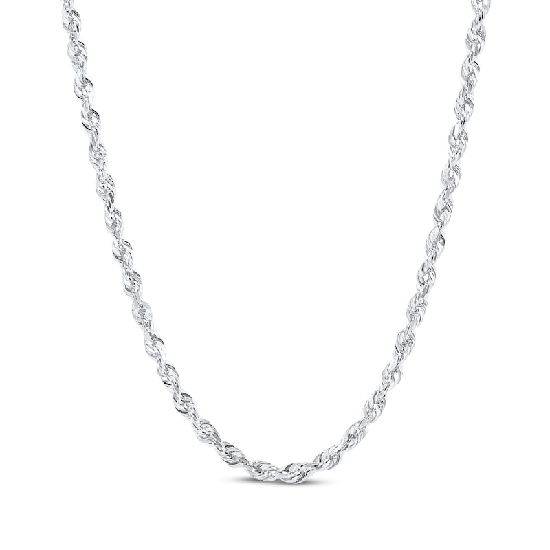 Main Image 1 of Glitter Rope Chain Necklace 1.6mm Solid 14K White Gold 24&quot;