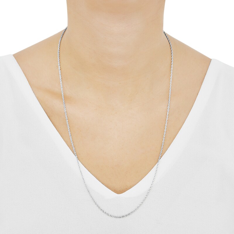 Main Image 3 of Glitter Rope Chain Necklace 1.6mm Solid 14K White Gold 24&quot;