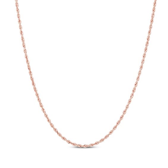 Glitter Rope Chain Necklace 1.6mm Solid 14K Rose Gold 20"
