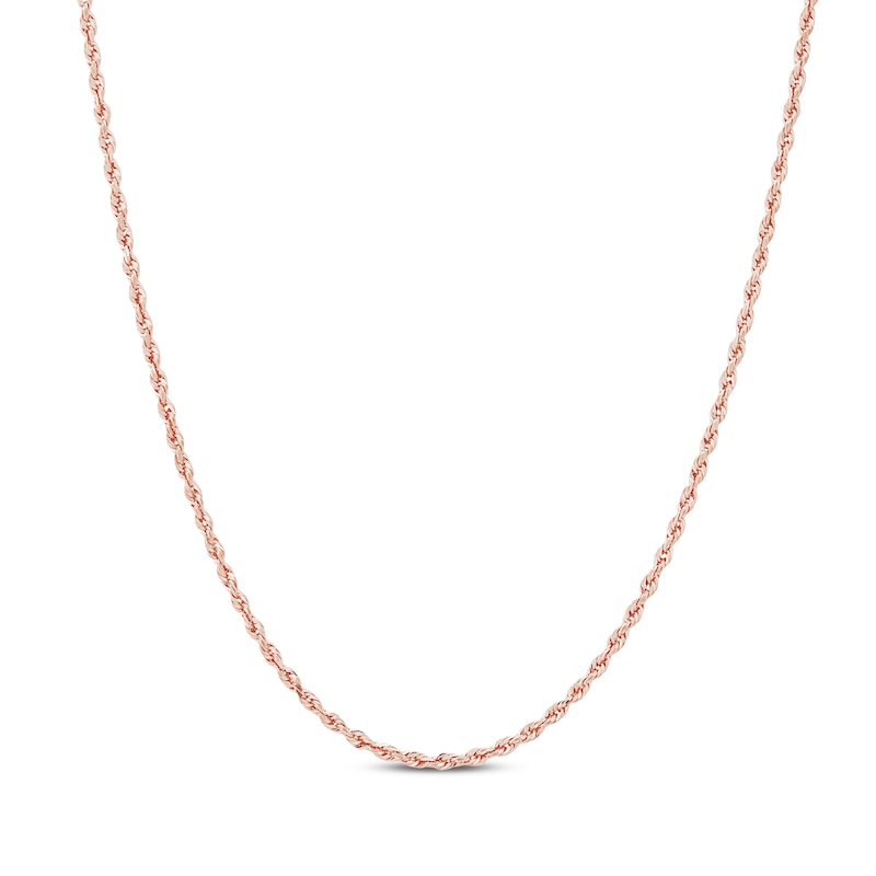 Main Image 1 of Glitter Rope Chain Necklace 1.6mm Solid 14K Rose Gold 20&quot;