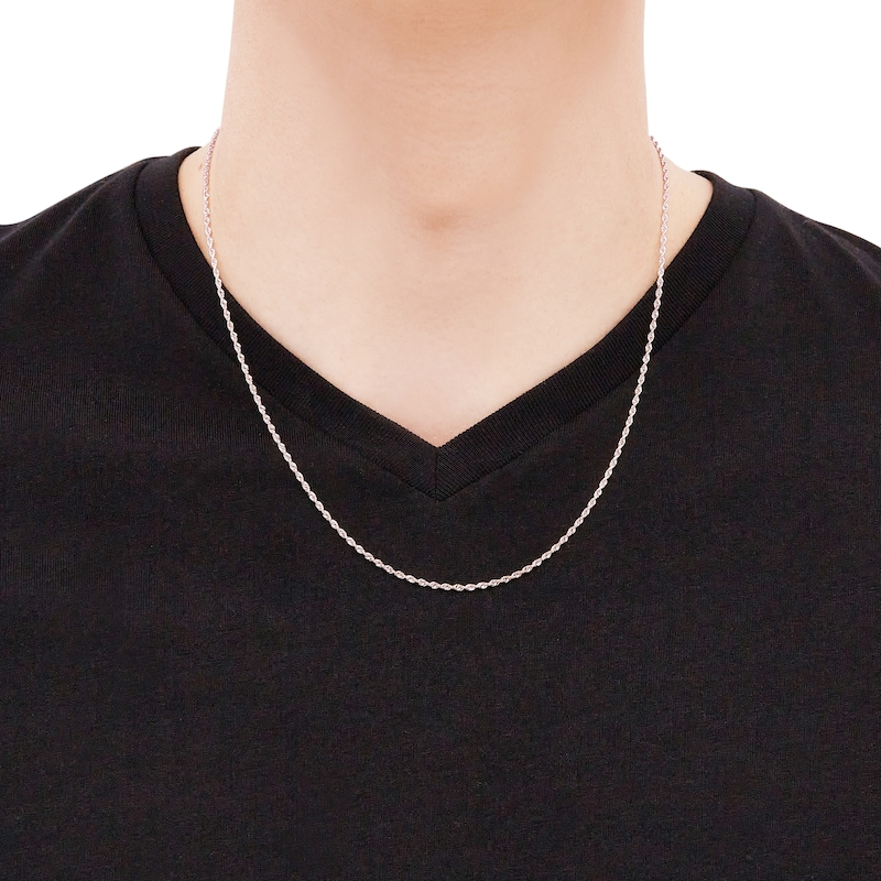 Main Image 4 of Glitter Rope Chain Necklace 1.6mm Solid 14K Rose Gold 20&quot;