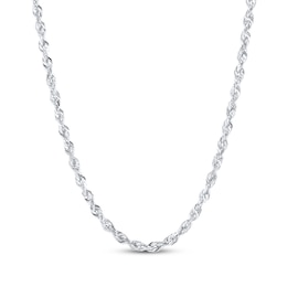 Glitter Rope Chain Necklace 2.4mm Solid 14K White Gold 16"