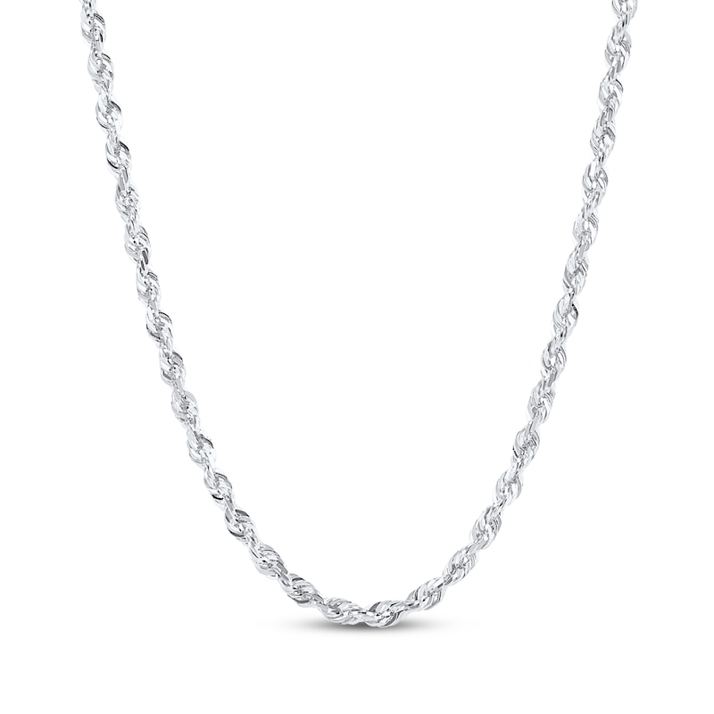 Main Image 1 of Glitter Rope Chain Necklace 2.4mm Solid 14K White Gold 16&quot;