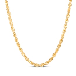 Glitter Rope Chain Necklace 3mm Solid 14K Yellow Gold 16"