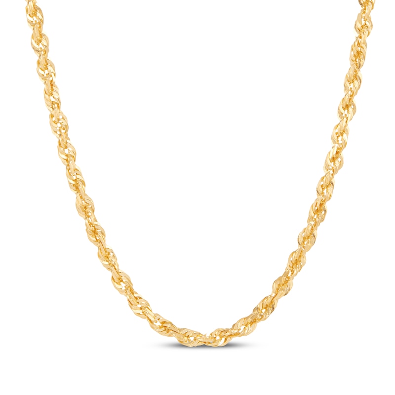 Main Image 1 of Glitter Rope Chain Necklace 3mm Solid 14K Yellow Gold 16&quot;