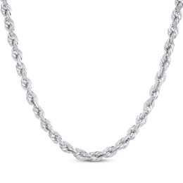 Glitter Rope Chain Necklace 3mm Solid 14K White Gold 16"