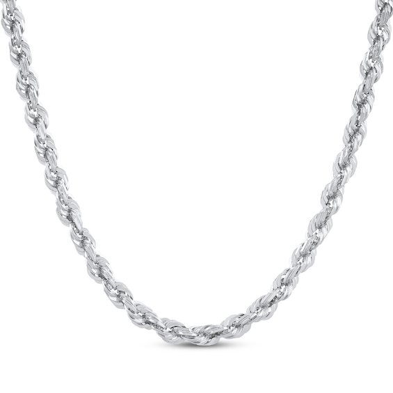 Solid Glitter Rope Chain Necklace 3mm 14K White Gold 16"