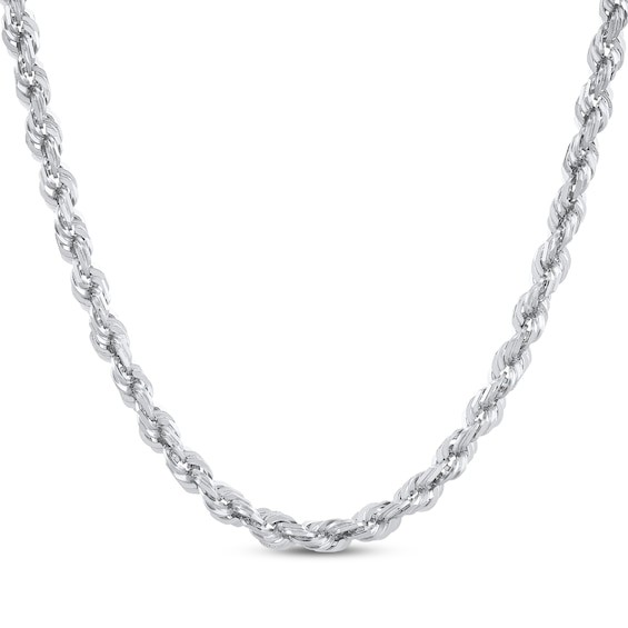 Glitter Rope Chain Necklace 3mm Solid 14K White Gold 16"