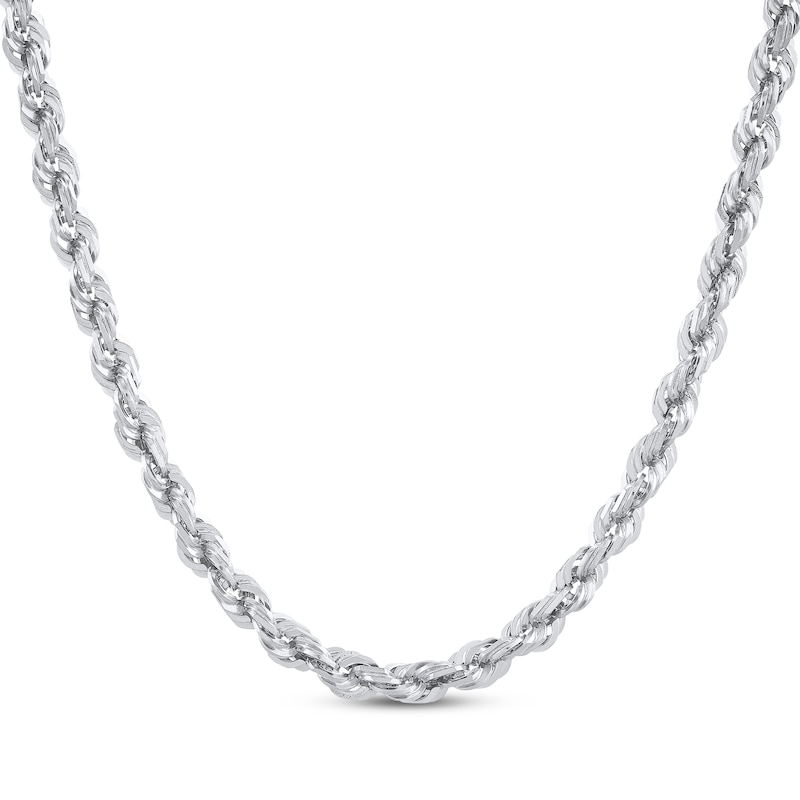 Main Image 1 of Glitter Rope Chain Necklace 3mm Solid 14K White Gold 16&quot;