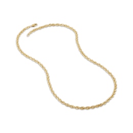 Glitter Rope Chain Necklace 4.4mm Solid 14K Yellow Gold 22"