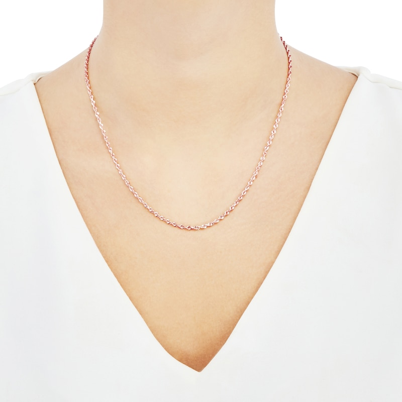 Main Image 3 of Glitter Rope Chain Necklace 2.4mm Solid 14K Rose Gold 18&quot;