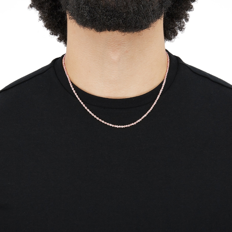 Main Image 4 of Glitter Rope Chain Necklace 2.4mm Solid 14K Rose Gold 18&quot;