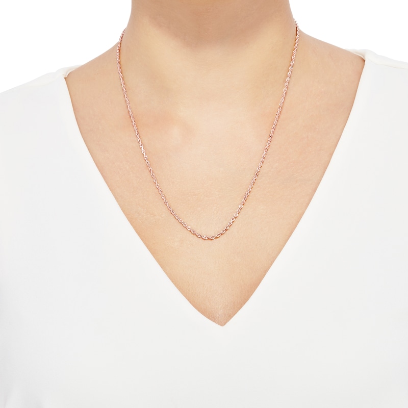 Main Image 3 of Glitter Rope Chain Necklace 2.4mm Solid 14K Rose Gold 20&quot;