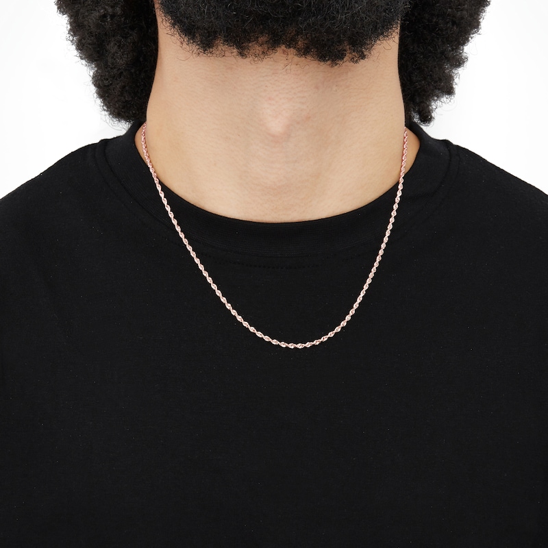 Main Image 4 of Glitter Rope Chain Necklace 2.4mm Solid 14K Rose Gold 20&quot;