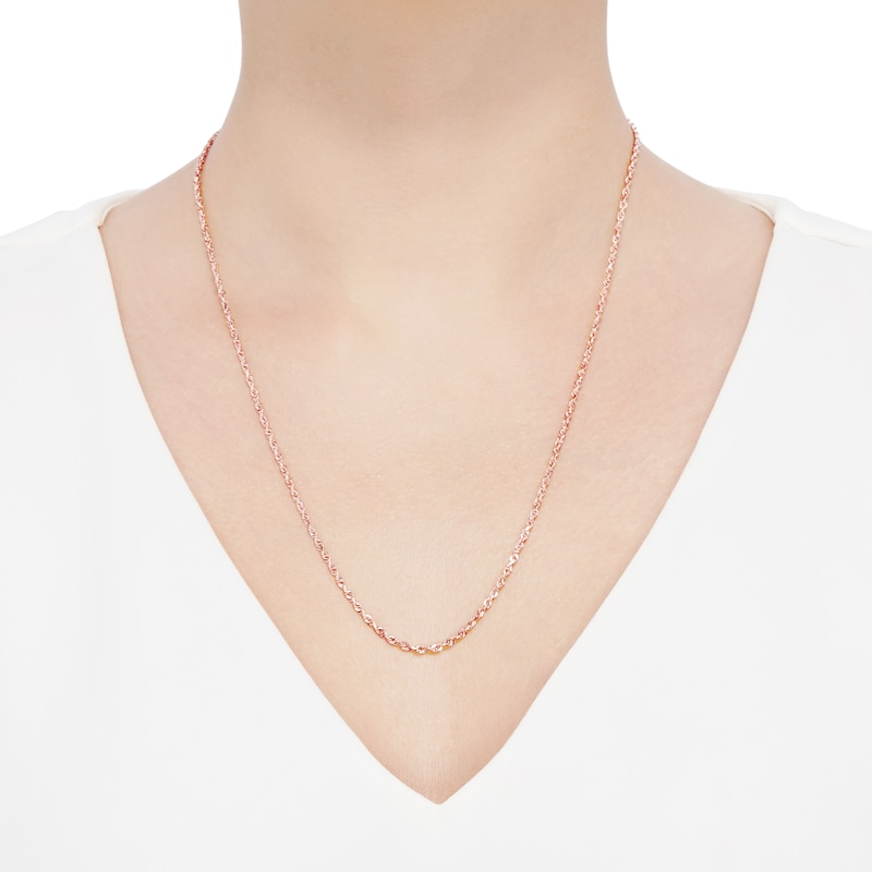 Main Image 3 of Glitter Rope Chain Necklace 2.4mm Solid 14K Rose Gold 22&quot;