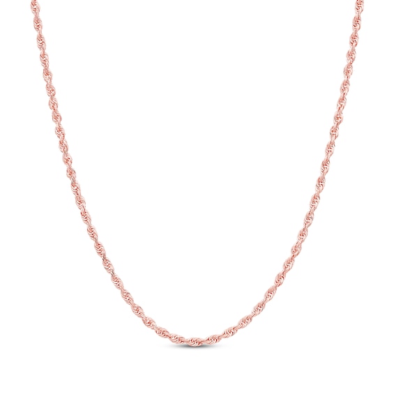 Glitter Rope Chain Necklace 2.4mm Solid 14K Rose Gold 24"