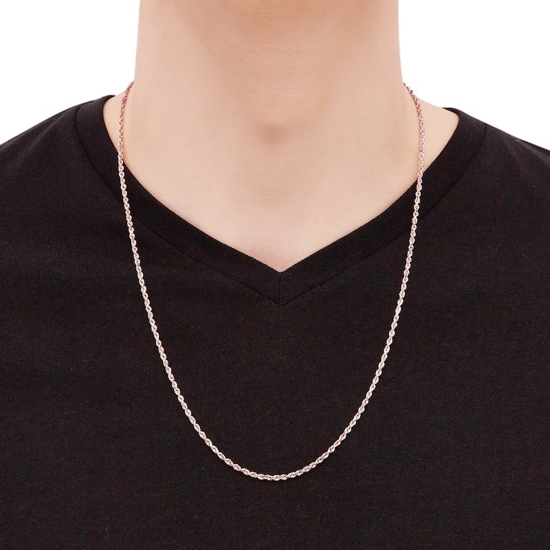 Main Image 3 of Glitter Rope Chain Necklace 2.4mm Solid 14K Rose Gold 24&quot;