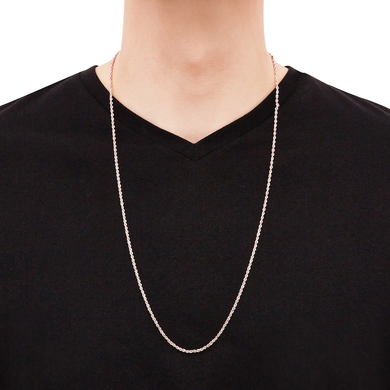 Main Image 4 of Glitter Rope Chain Necklace 2.4mm Solid 14K Rose Gold 30&quot;