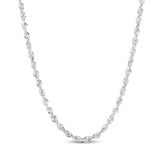 Glitter Rope Chain Necklace 2.4mm Solid 14K White Gold 20"