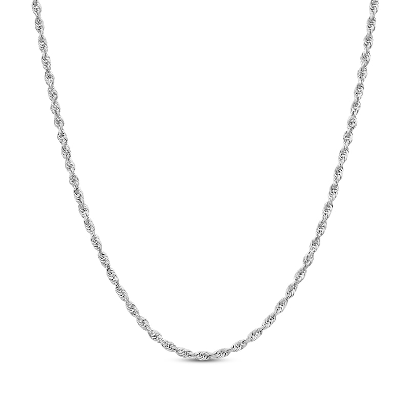 Main Image 1 of Glitter Rope Chain Necklace 2.4mm Solid 14K White Gold 24&quot;