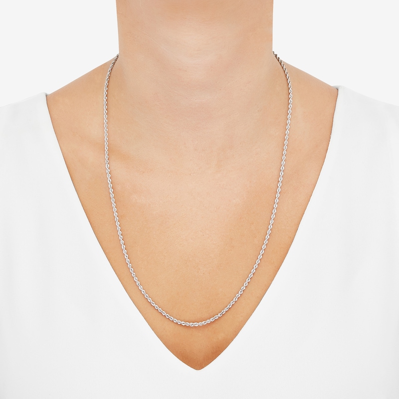 Main Image 3 of Glitter Rope Chain Necklace 2.4mm Solid 14K White Gold 24&quot;