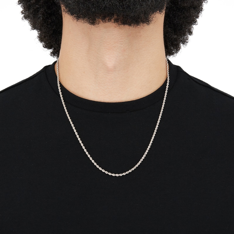 Main Image 4 of Glitter Rope Chain Necklace 2.4mm Solid 14K White Gold 24&quot;