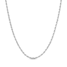 Glitter Rope Chain Necklace 2.4mm Solid 14K White Gold 30"