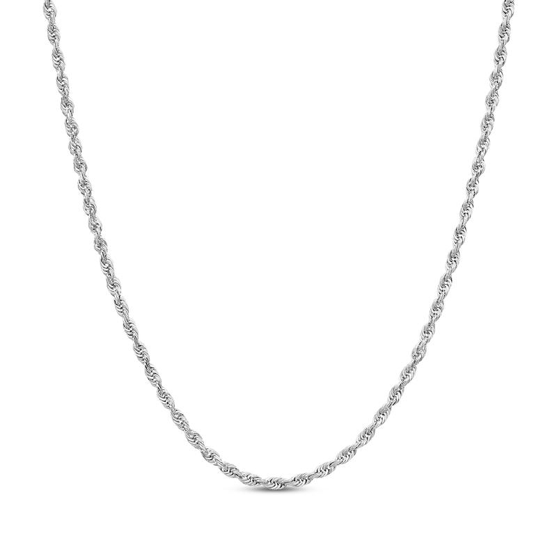 Main Image 1 of Glitter Rope Chain Necklace 2.4mm Solid 14K White Gold 30&quot;