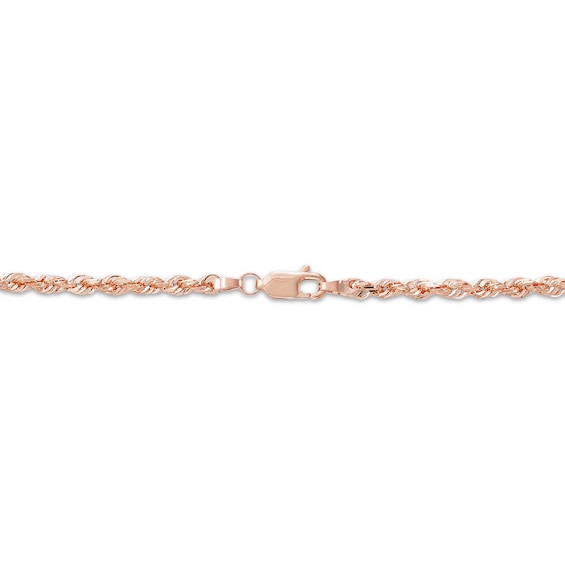 Thumbnail Image 2 of Glitter Rope Chain Necklace 3mm Solid 14K Rose Gold 20"