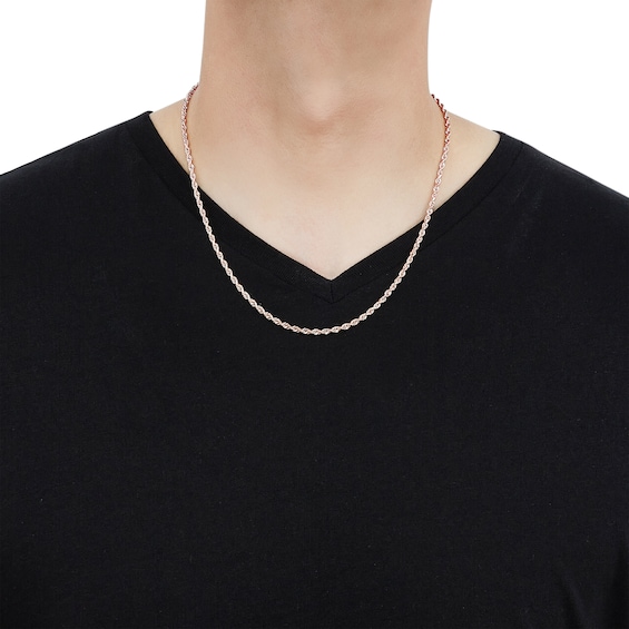 Thumbnail Image 5 of Glitter Rope Chain Necklace 3mm Solid 14K Rose Gold 20"