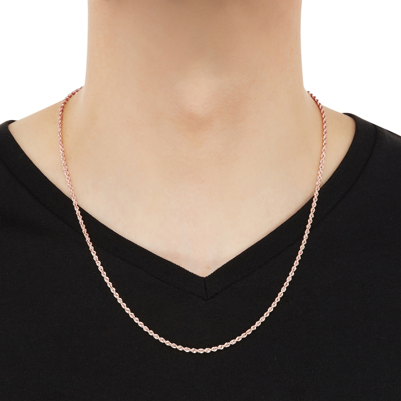 Main Image 3 of Glitter Rope Chain Necklace 3mm Solid 14K Rose Gold 22&quot;