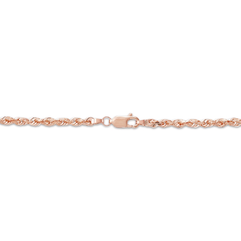 Main Image 2 of Glitter Rope Chain Necklace 3mm Solid 14K Rose Gold 24&quot;