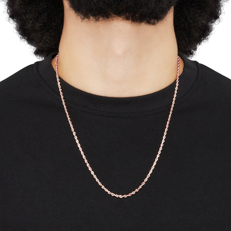 Main Image 3 of Glitter Rope Chain Necklace 3mm Solid 14K Rose Gold 24&quot;
