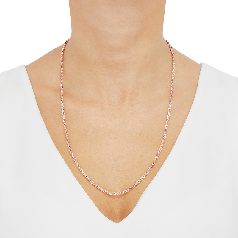 Main Image 4 of Glitter Rope Chain Necklace 3mm Solid 14K Rose Gold 24&quot;