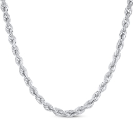 Glitter Rope Chain Necklace 3mm Solid 14K White Gold 30"