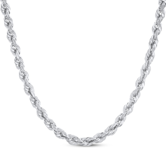 Glitter Rope Chain Necklace 3mm Solid 14K White Gold 30"