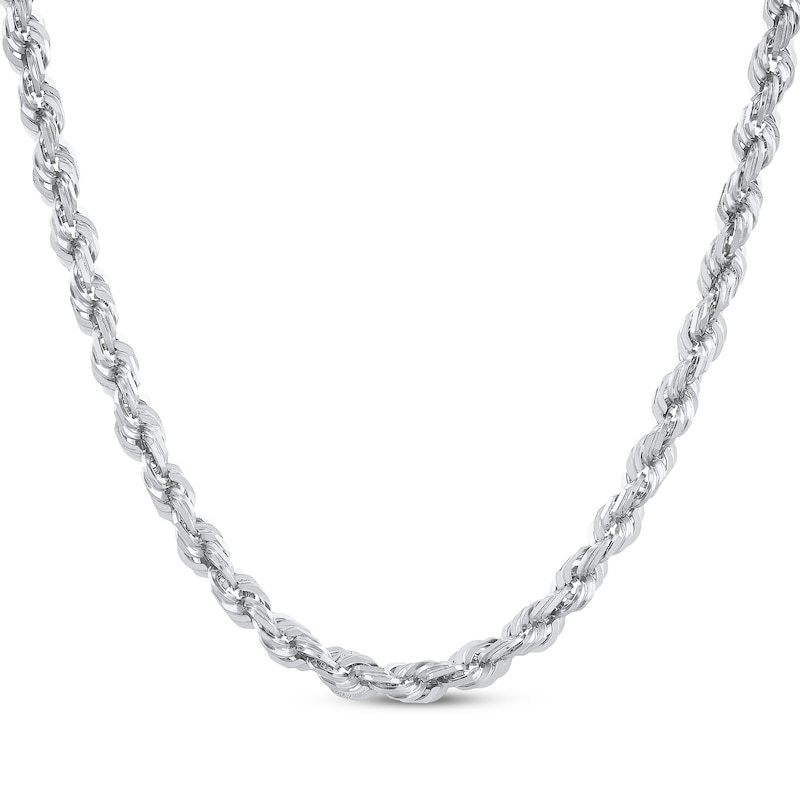 Main Image 1 of Glitter Rope Chain Necklace 3mm Solid 14K White Gold 30&quot;