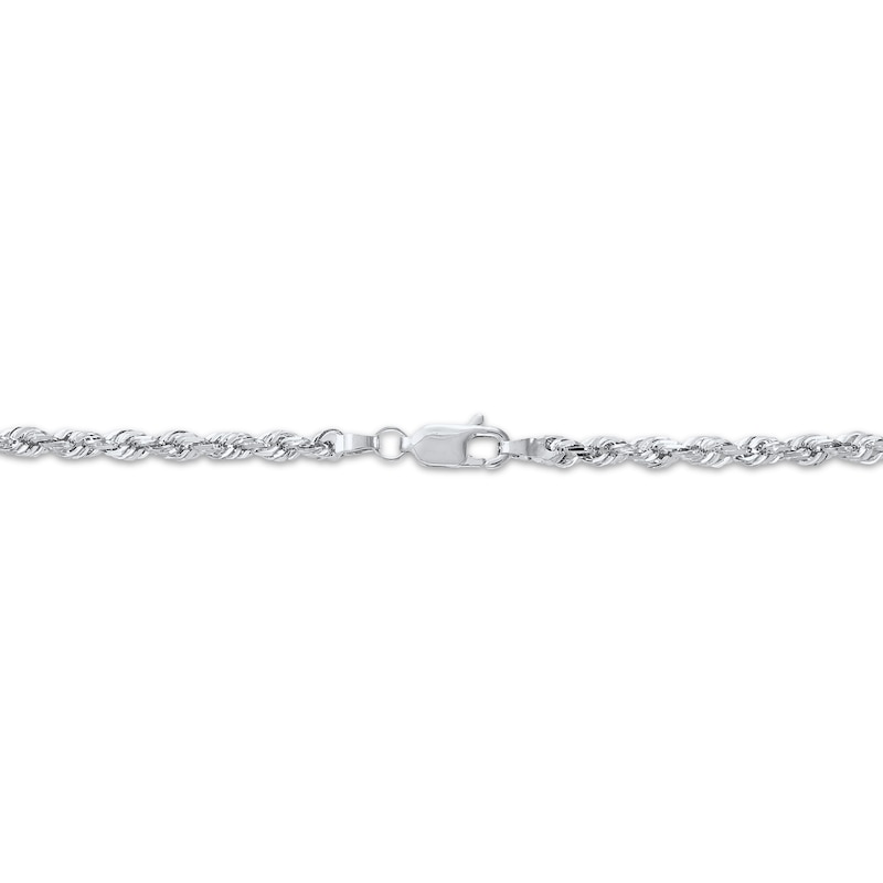 Main Image 2 of Glitter Rope Chain Necklace 3mm Solid 14K White Gold 30&quot;